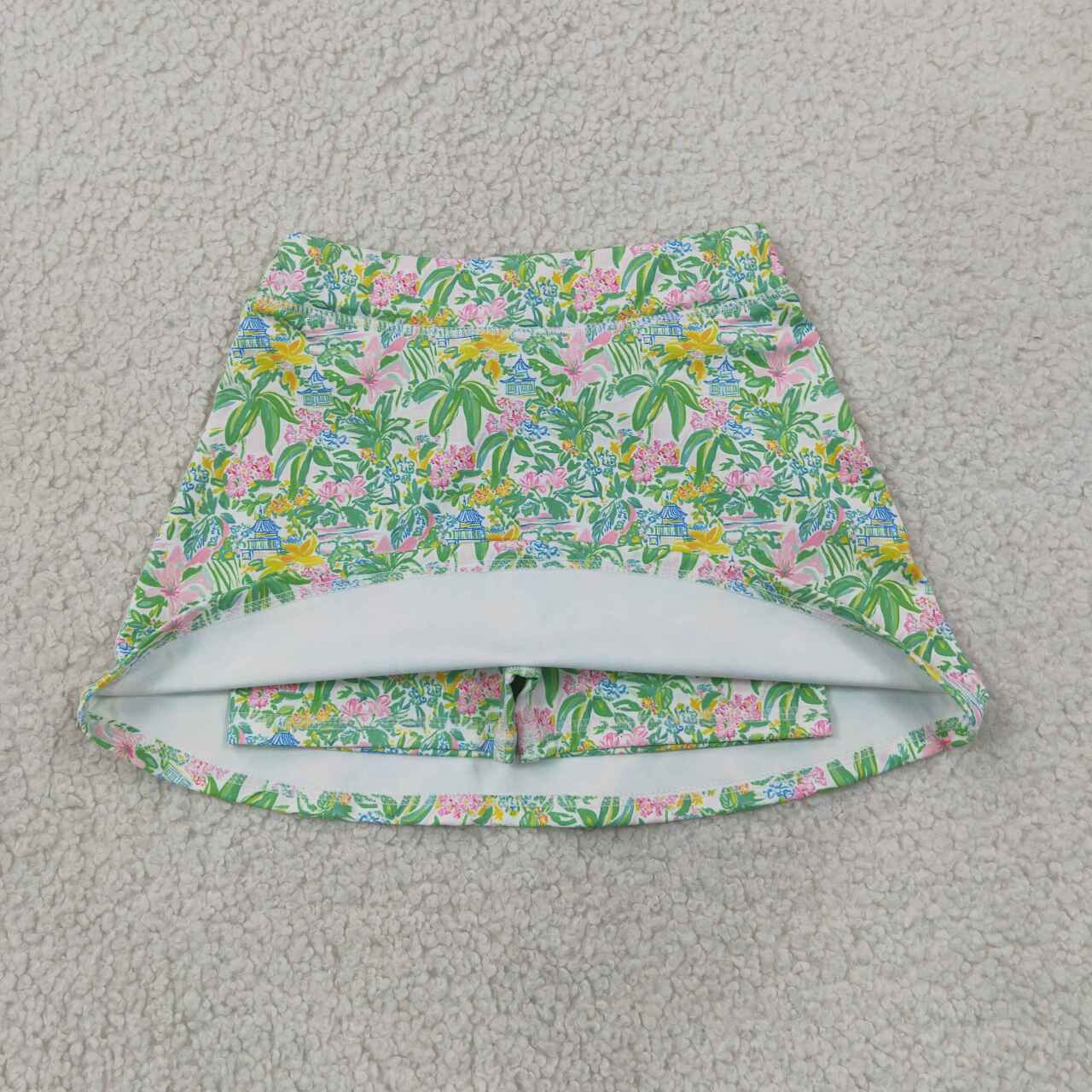 Beach print girls summer yoga skirts