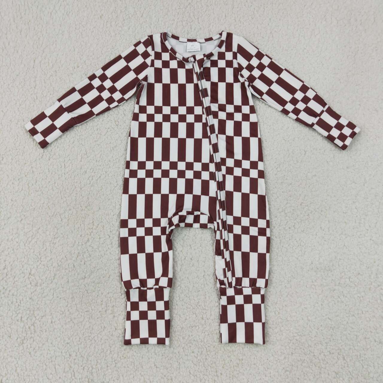 Toddle baby boy long sleeve plaid print romper
