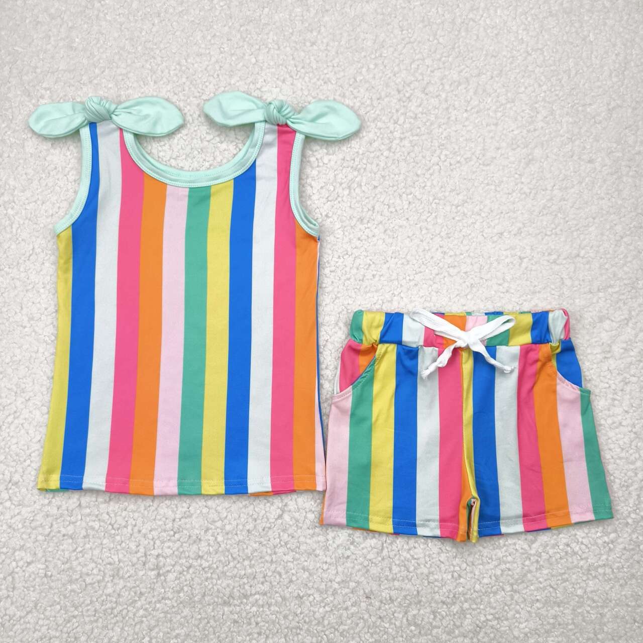 Colorful stripes baby girls summer outfit