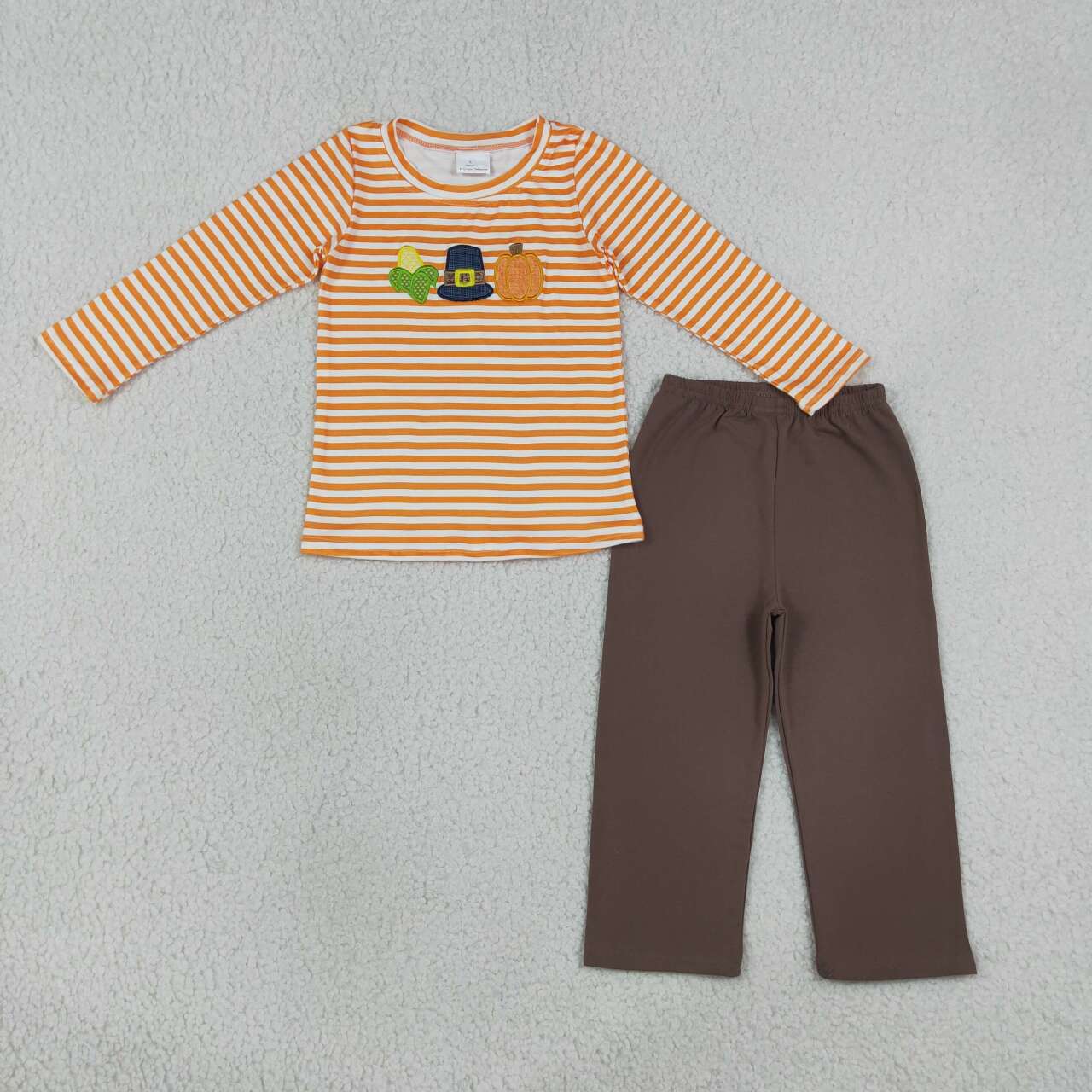 Boy long sleeve embroidery fall pumpkin matching pants boy spring fall outfit