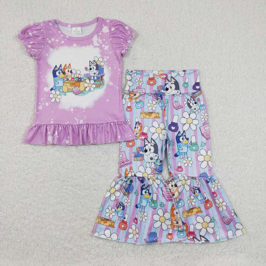 blue cartoon dog floral boutique outfit