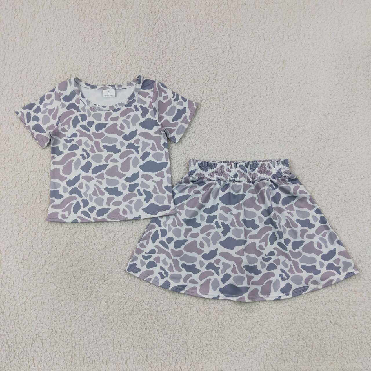 Baby girls grey camo crop top matching skirt design summer outfit