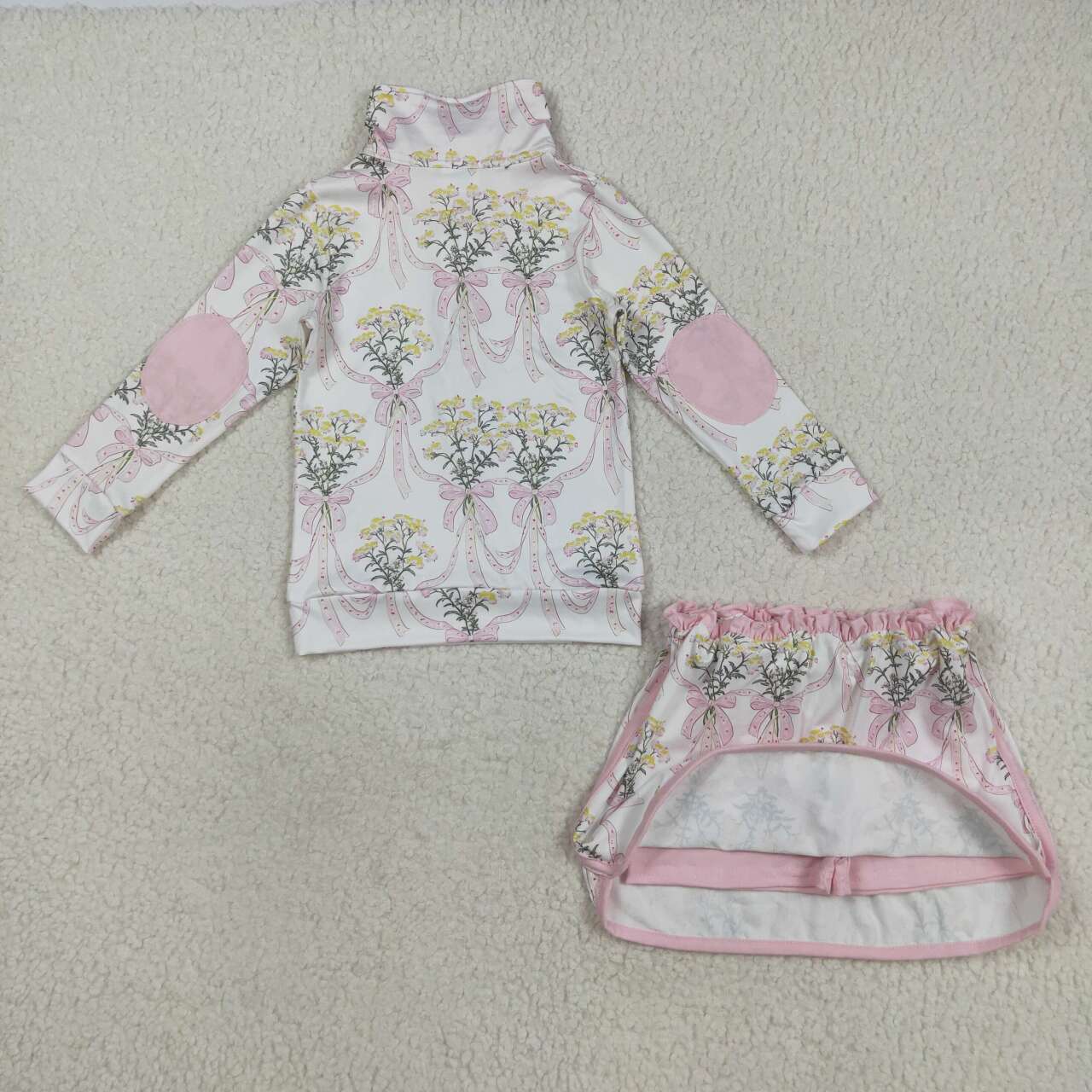 Toddle girls yellow floral design top matching skirt outfit