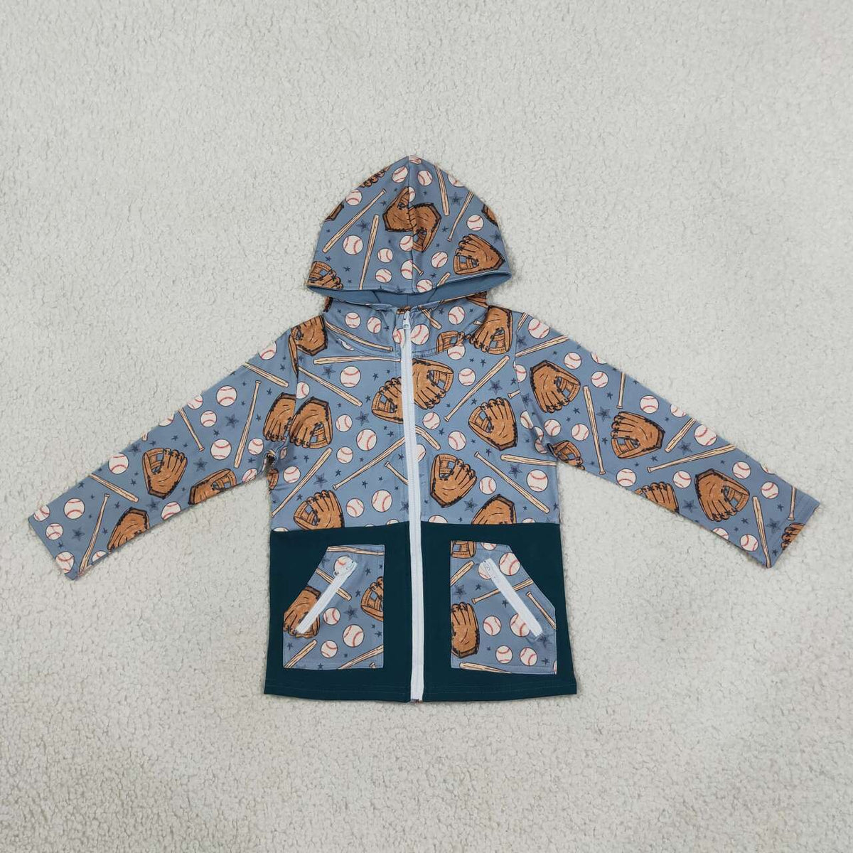 Baby boy baseball design long sleeve hoodie top