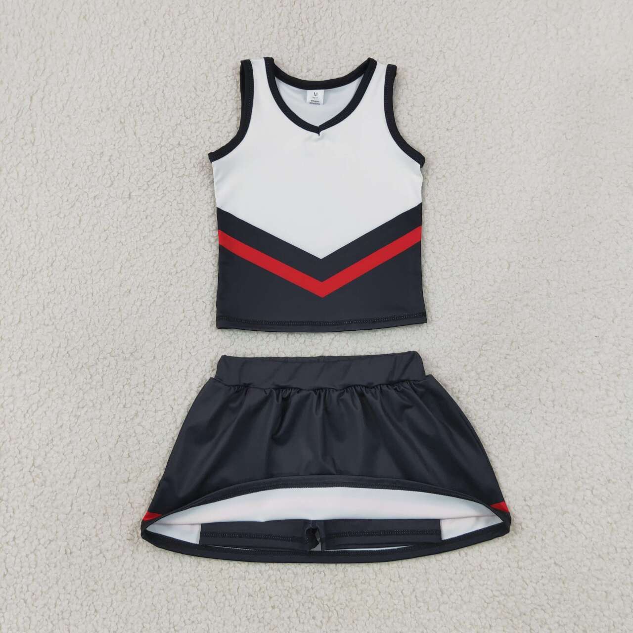 Black red top matching skorts girls summer yoga outfit