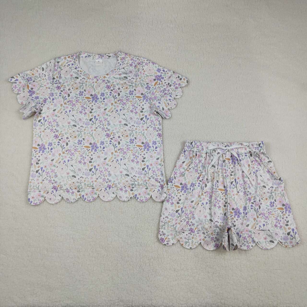 Adult women lavender flowers design short sleeve clothes