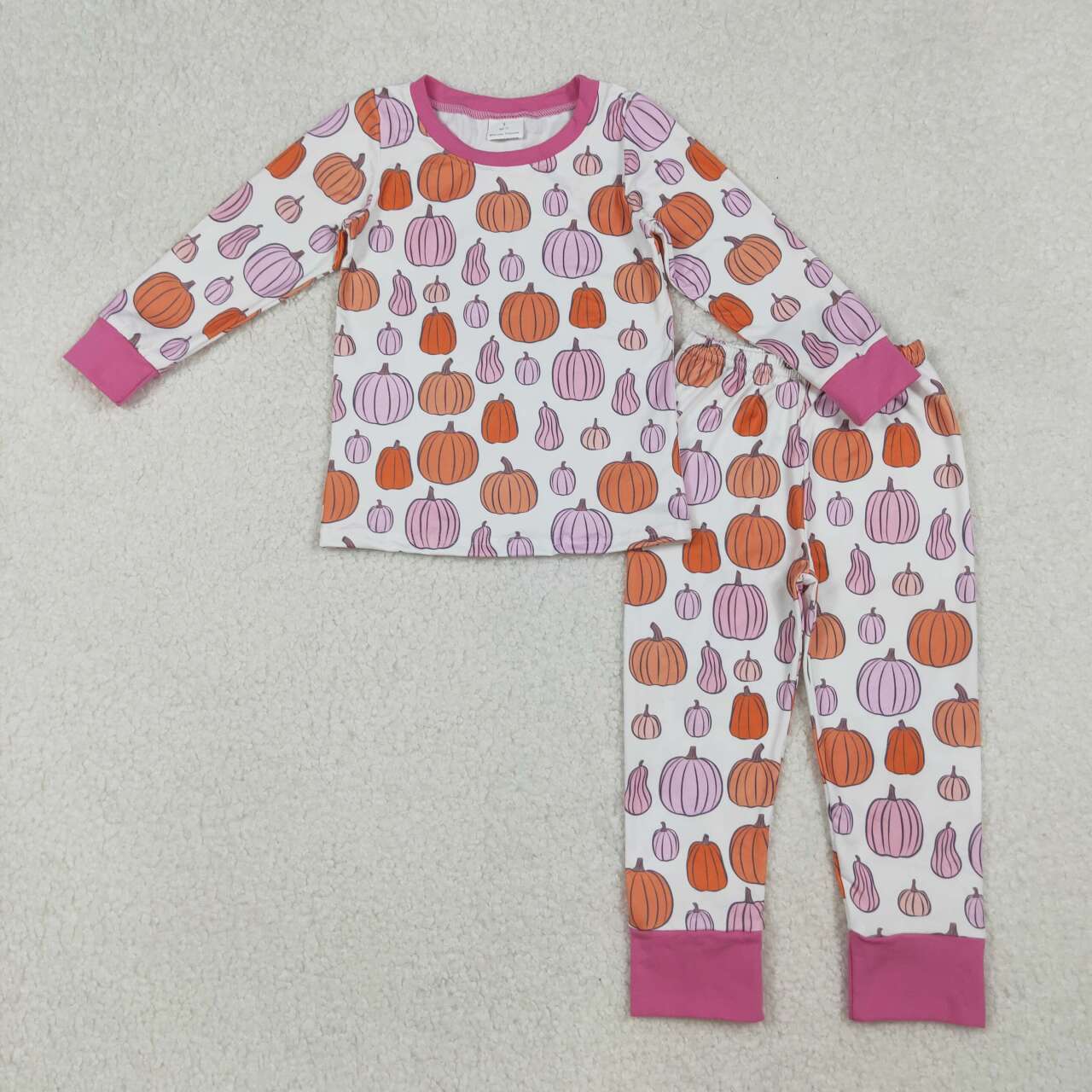 Colorful pumpkins  kids girls matching outfit set