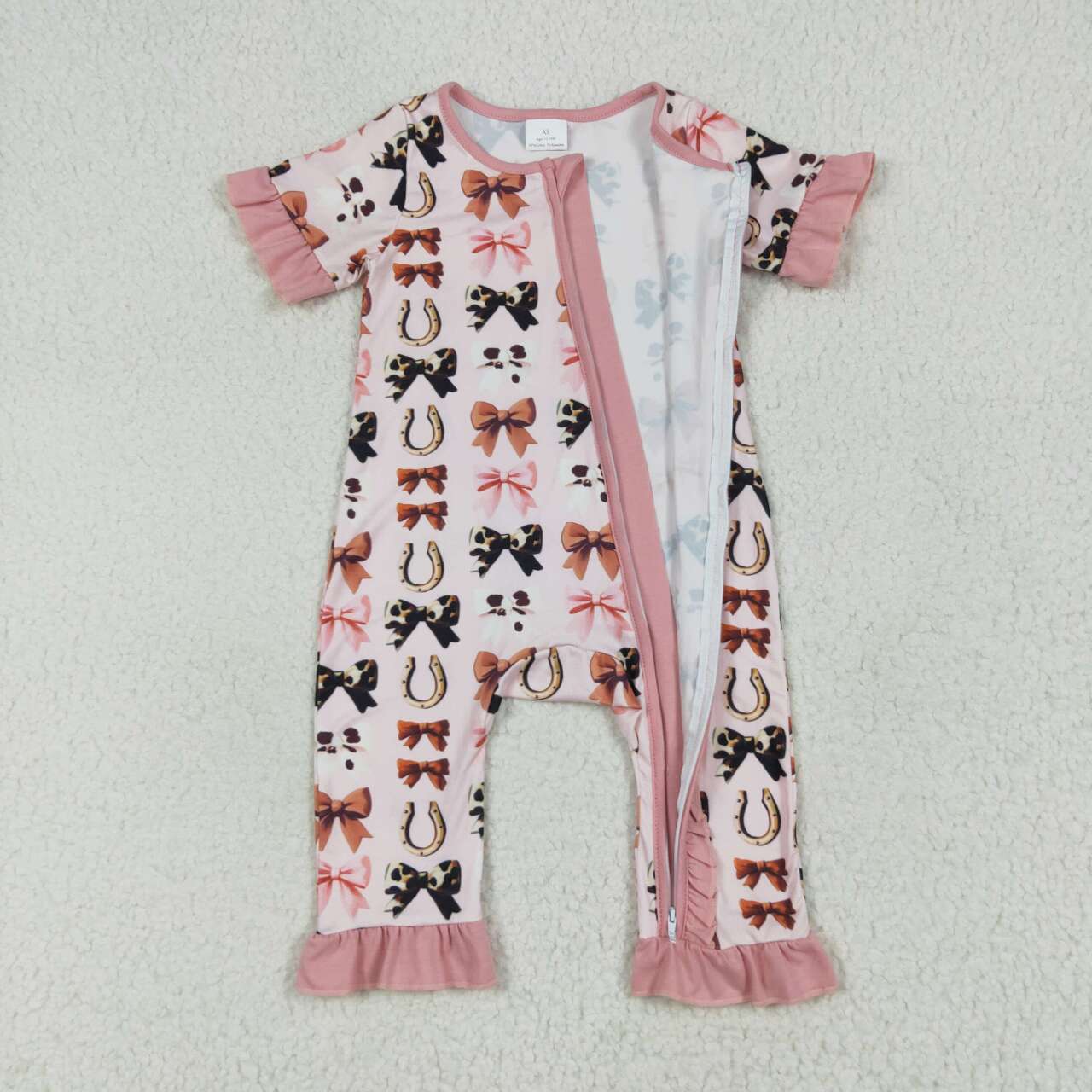 Toddle girls pink bow design zip romper