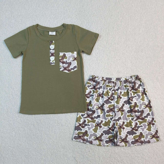 Duck pocket top matching shorts boy summer outfit