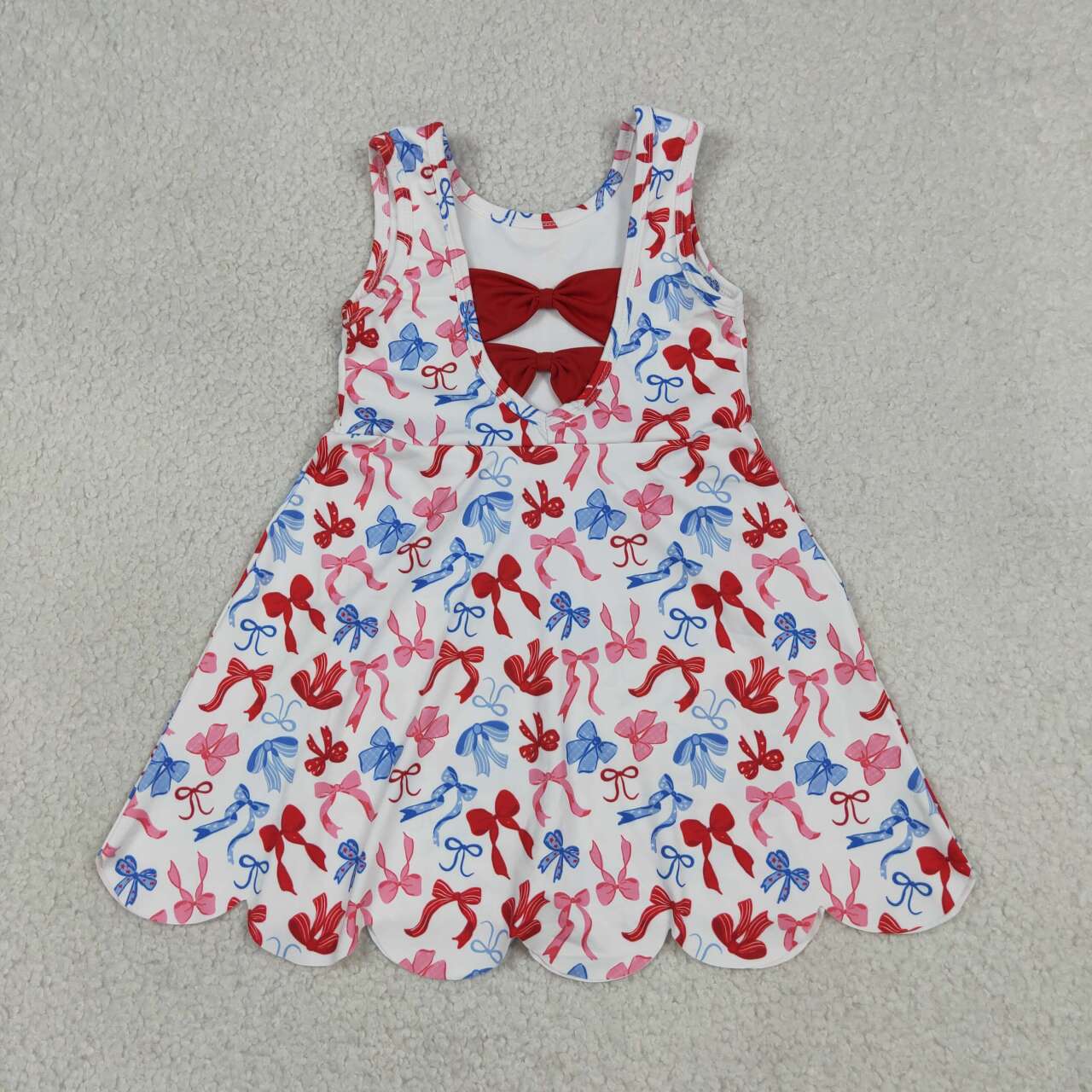 Toddle girls red blue bow July 4th design yoga dress