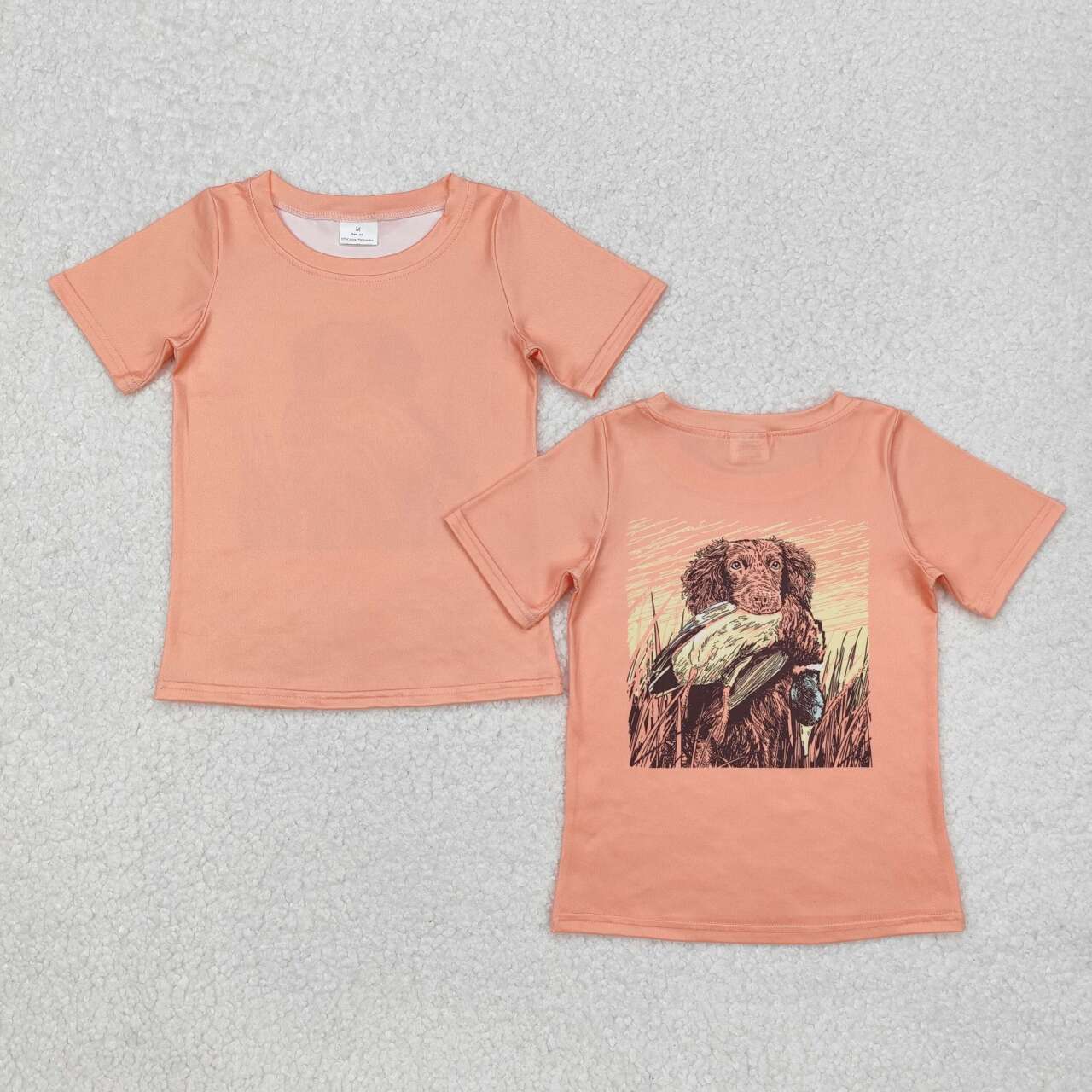 Hunting dog duck baby boy orange short sleeve t-shirt top