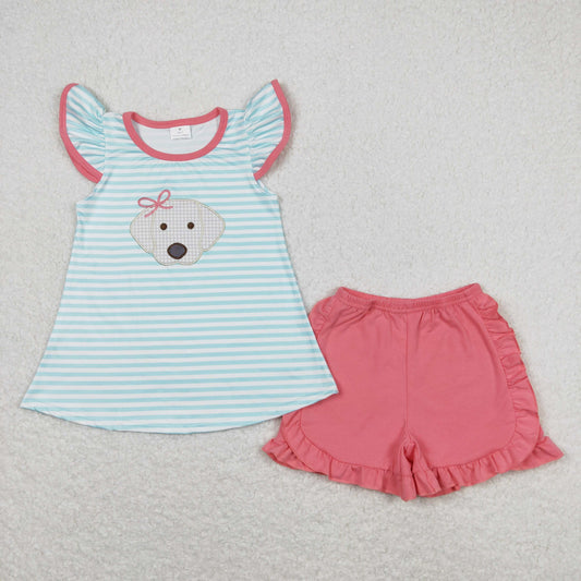 embroidery puppy dog baby girls clothes