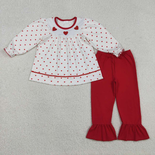 Valentines day embroidery red heart baby girl outfit