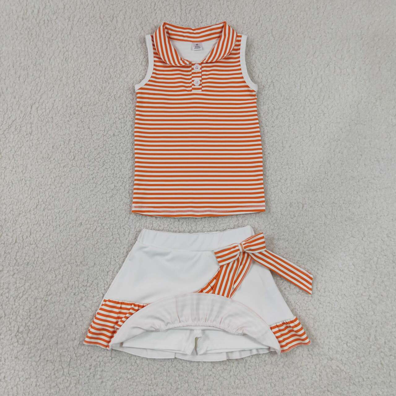Orange stripes top matching skirt toddle baby girls yoga outfit