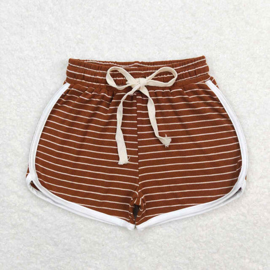 toddle girls brown stripes summer cotton shorts