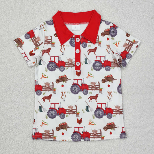 Valentines day cartoon car boy short sleeve t-shirt top