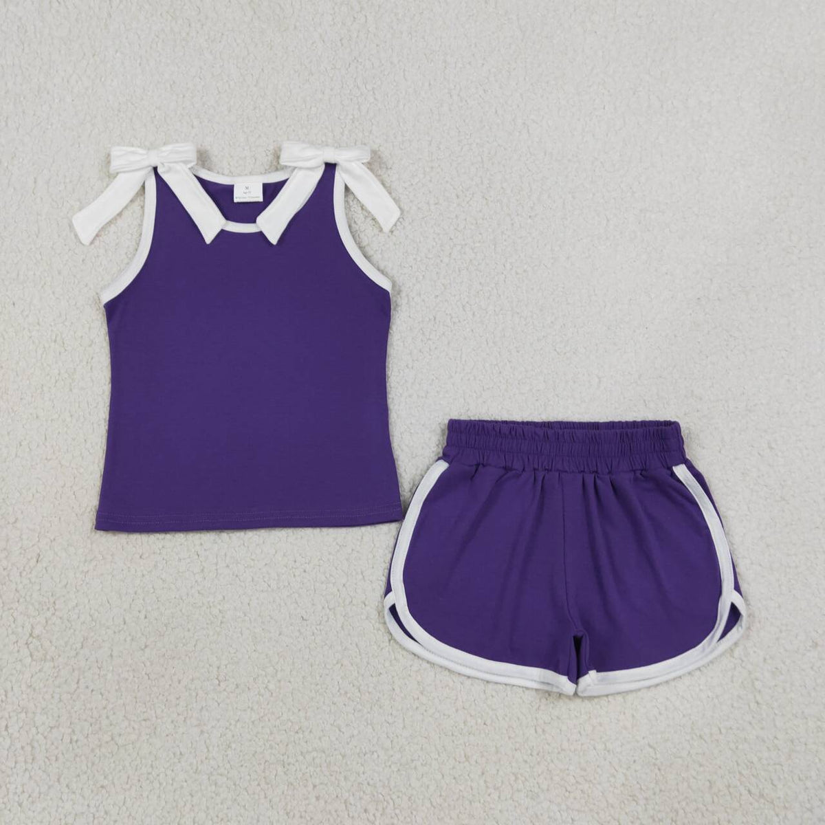 Lavender cotton  top matching shorts girls summer outfit