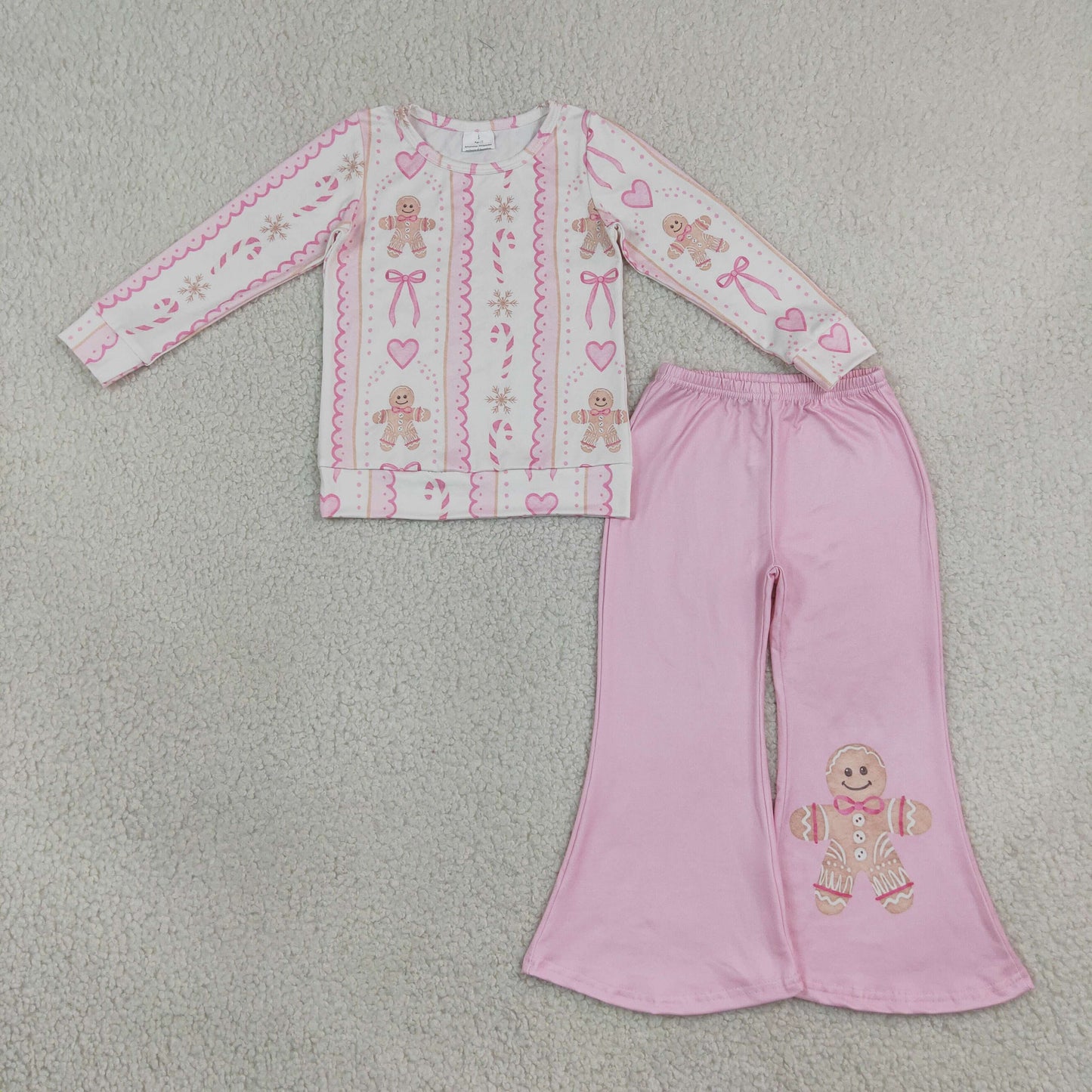 Long sleeve Christmas gingerbread top matching pants girl wholesale factory price outfit