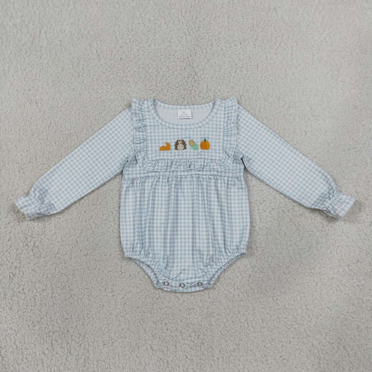 Toddle baby girl thanksgiving embroidery turkey pumpkin long sleeve romper
