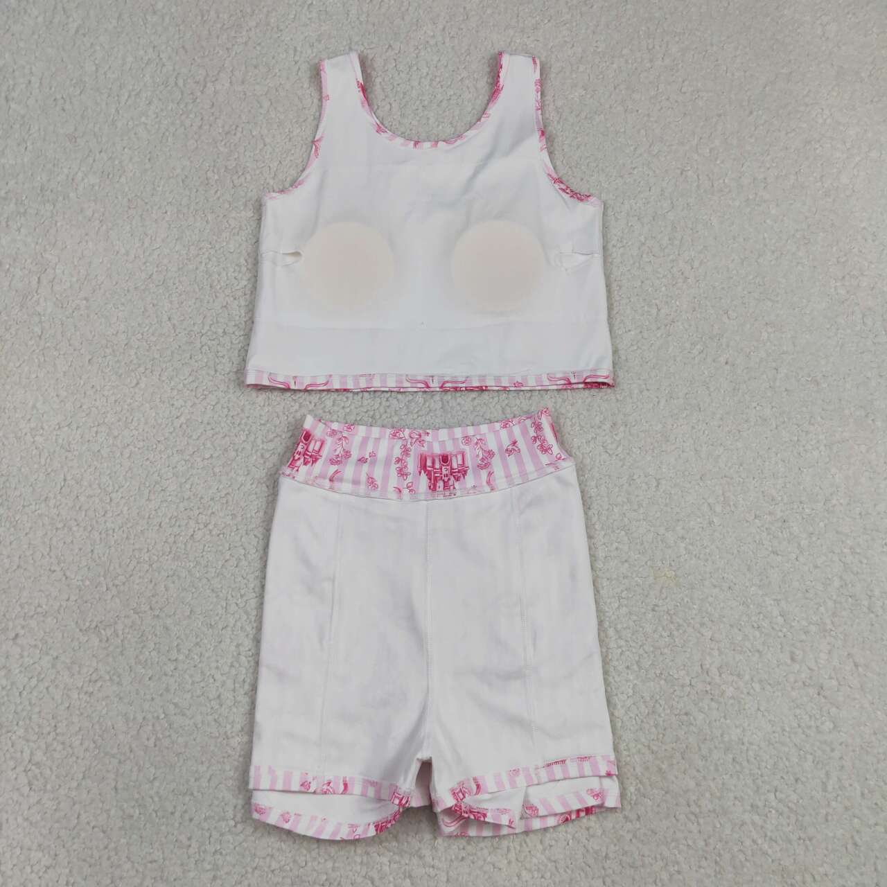 Pink castle tank top matching skorts girls summer active yoga outfit