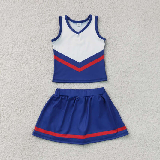 Navy top matching skorts girls summer yoga outfit