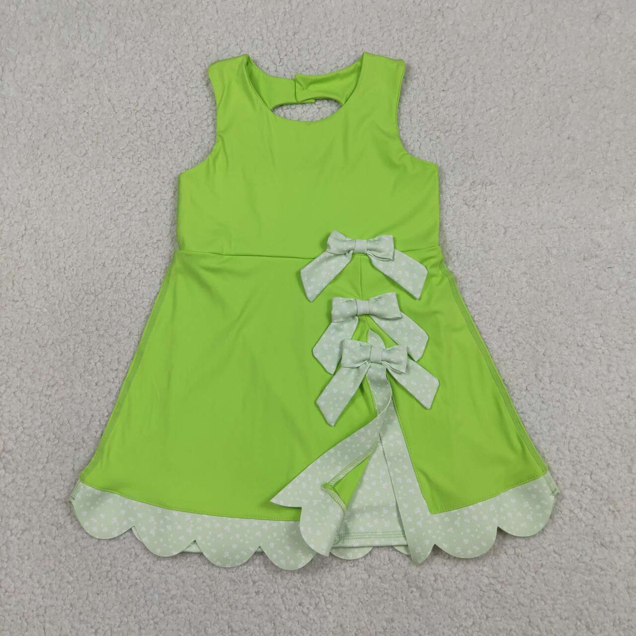 Lime green bow baby girls summer yoga dress