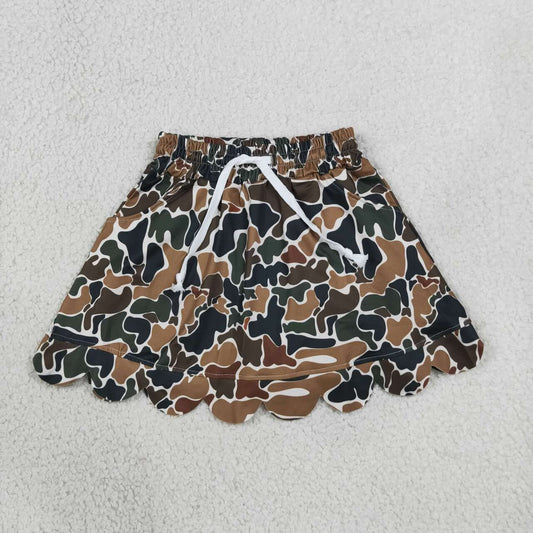 Dark green Camo print girls summer skirts