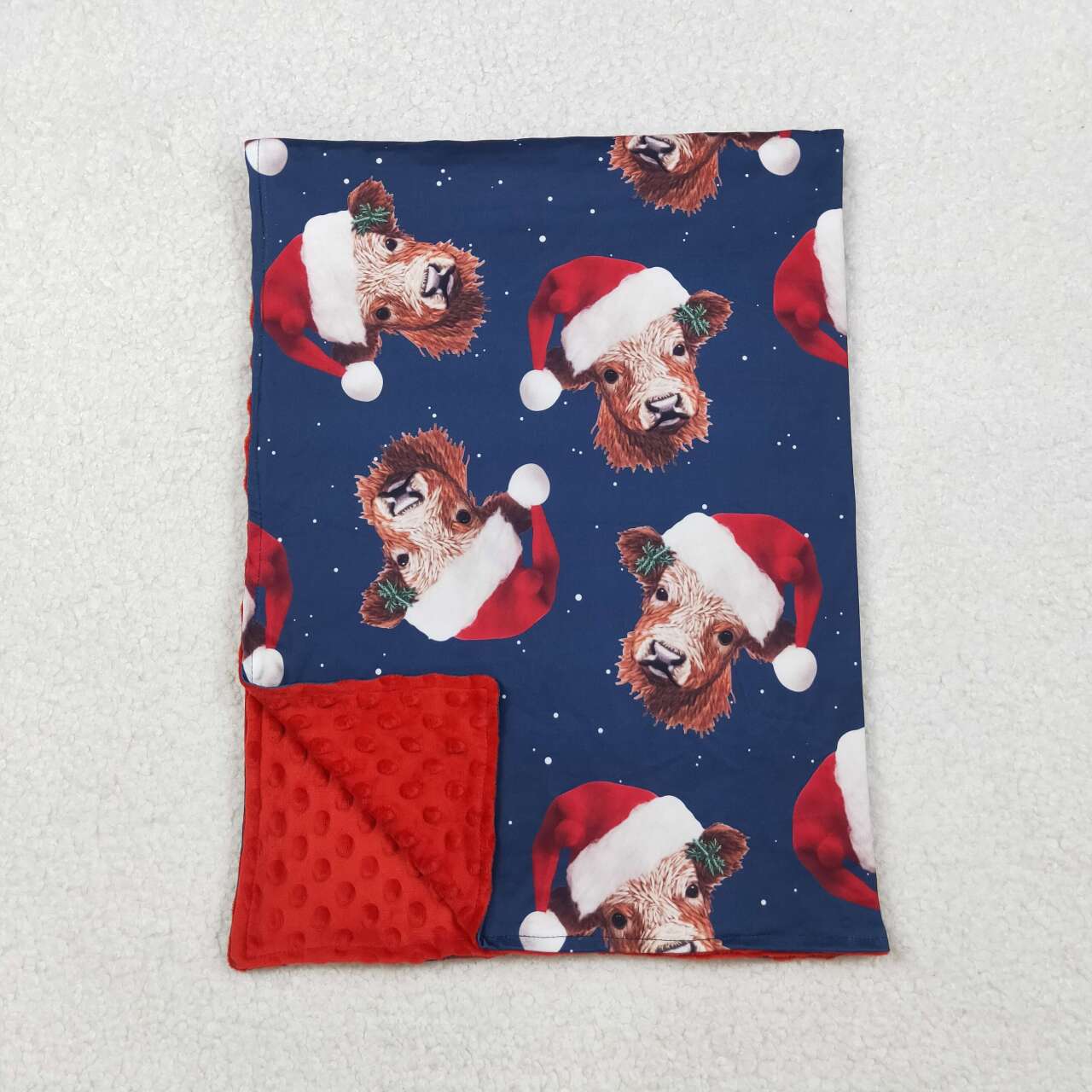Christmas highland cow fleece  blanket