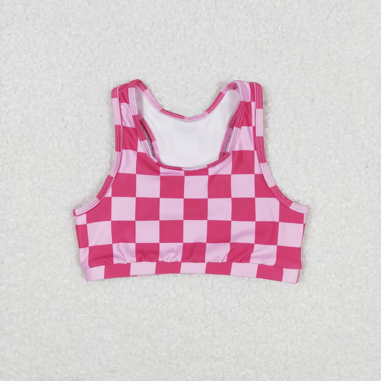 infant baby girls hot pink checkered yoga crop tanks