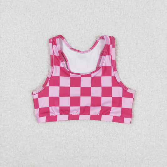 infant baby girls hot pink checkered yoga crop tanks