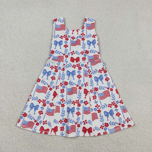 America flag design toddle baby girls active wear yoga dress