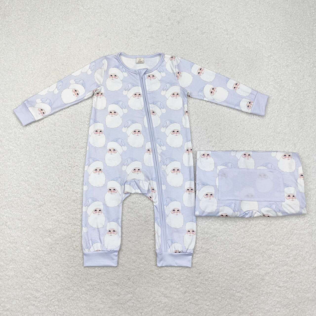 toddle baby boy christmas blue santa claus bamboo zip romper