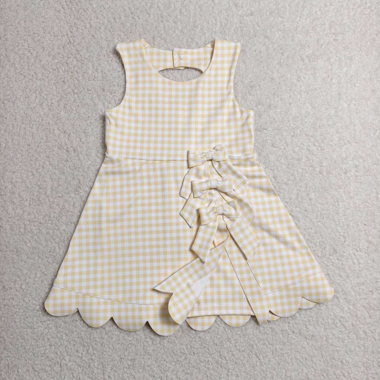 Yellow plaid color girls yoga dress