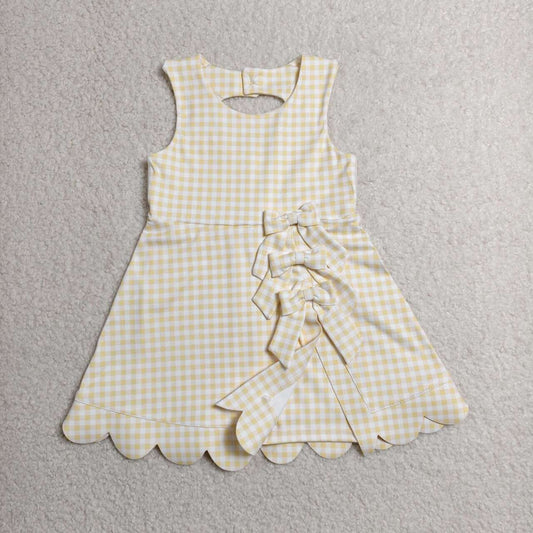 Yellow plaid color girls yoga dress