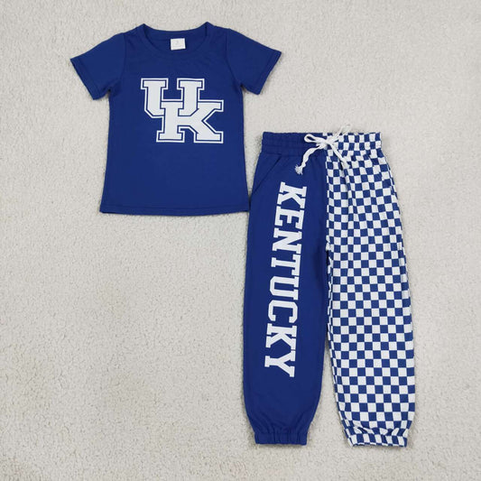 Kentucky vinyl print short sleeve top matching pants boy outfit