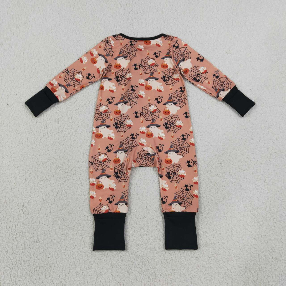 Toddle baby long sleeve halloween ghost print zip romper