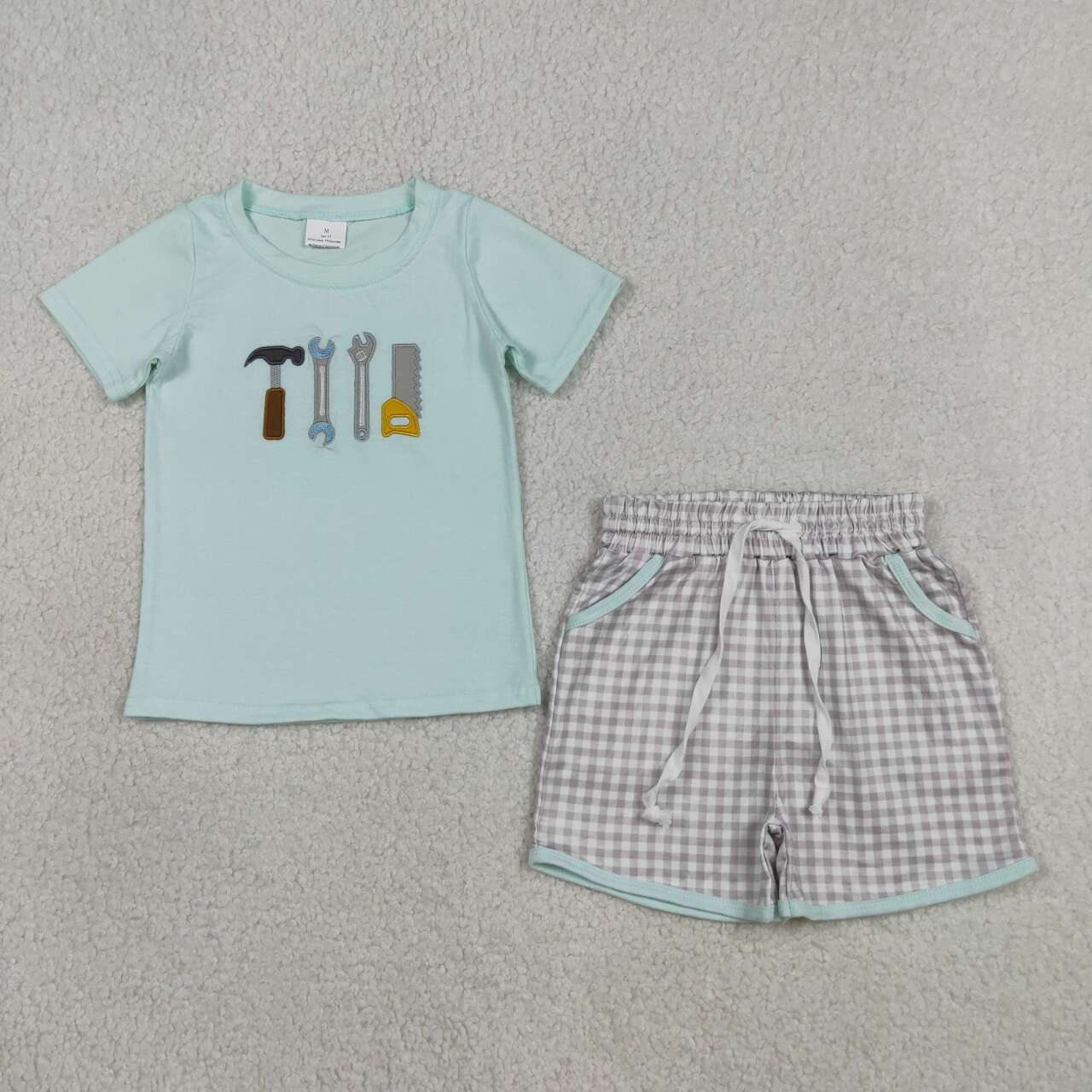 Embroidery Tool top matching shorts boy summer outfit