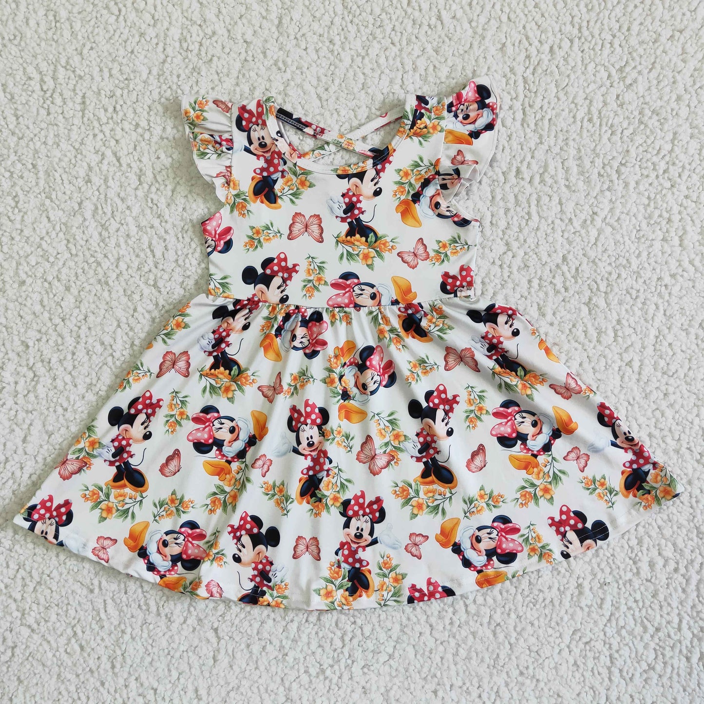 Baby girls short sleeve cartoon dress