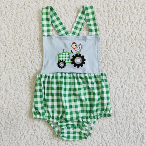 USA SHOP Infant baby girls embroidery farm print romper