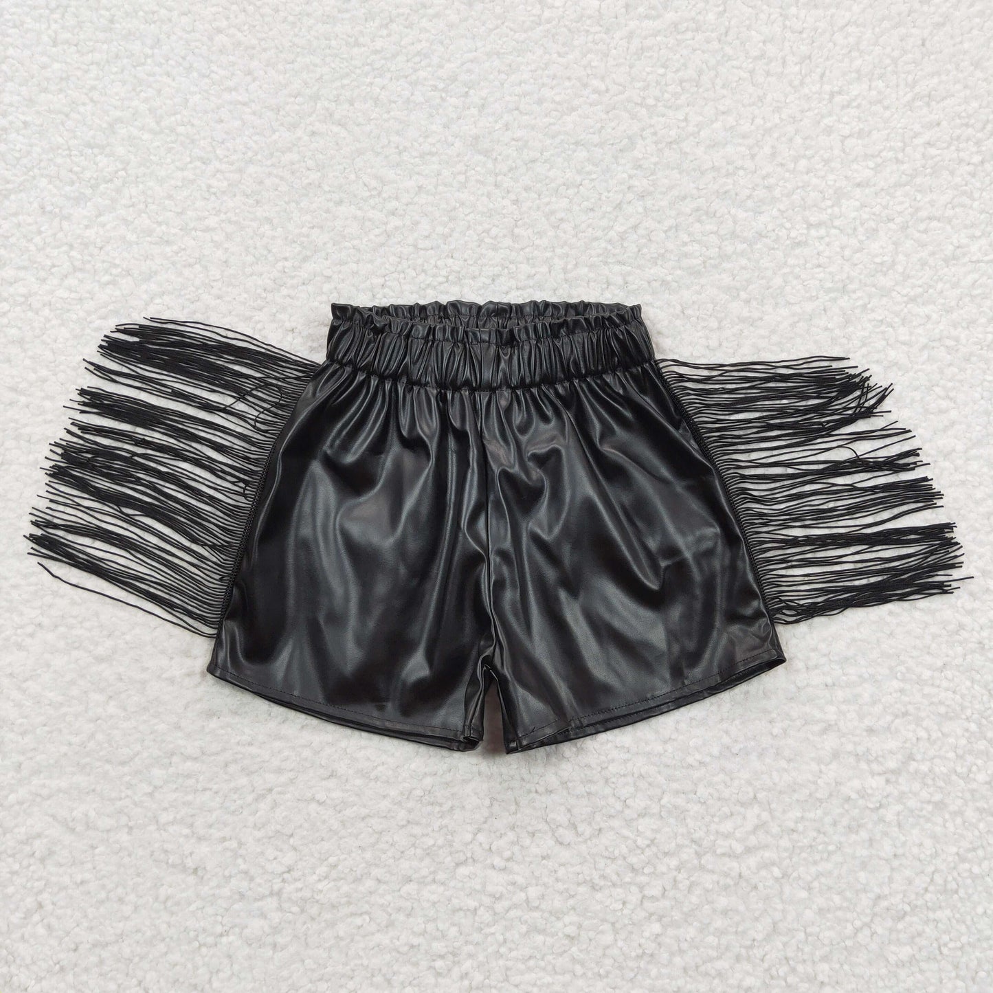 toddle girls p-leather tassel shorts