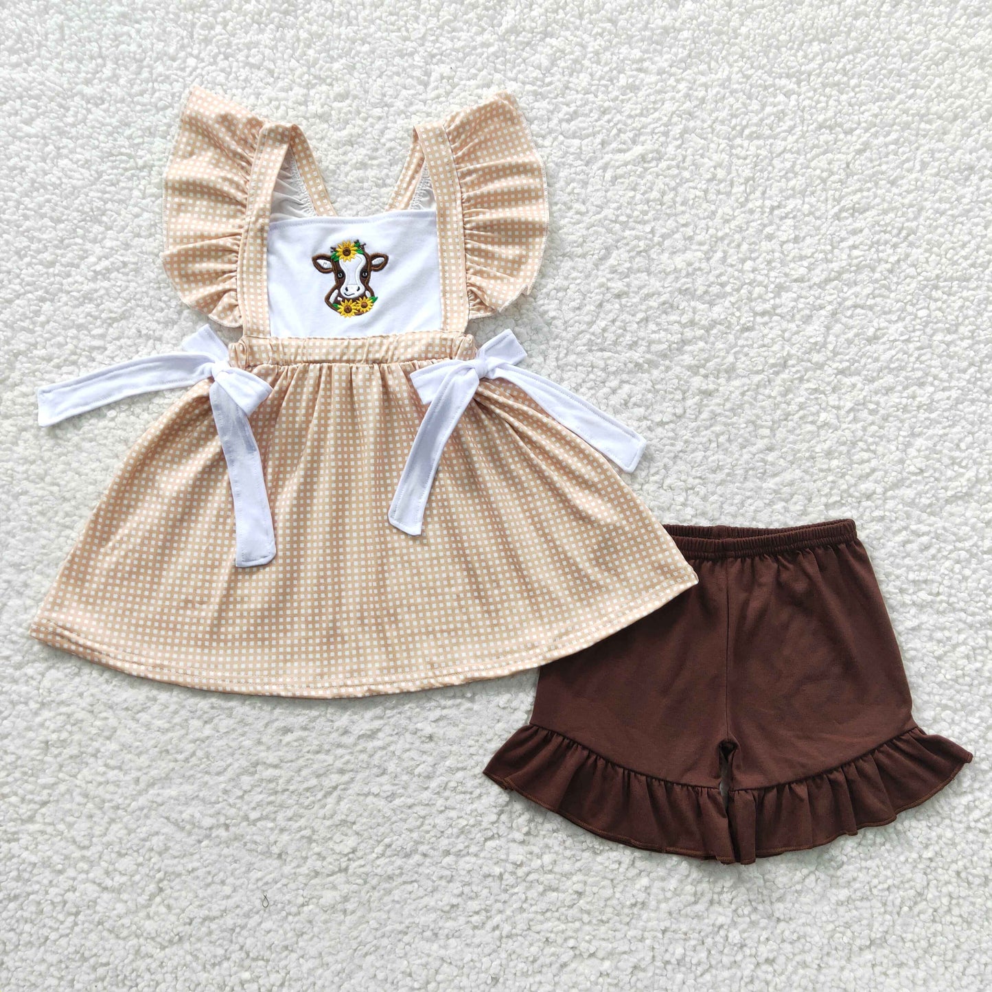 embroidery sunflower cow wholesale baby clothes