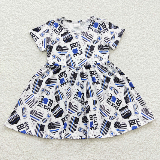 Baby girls short sleeve blue letters summer dress