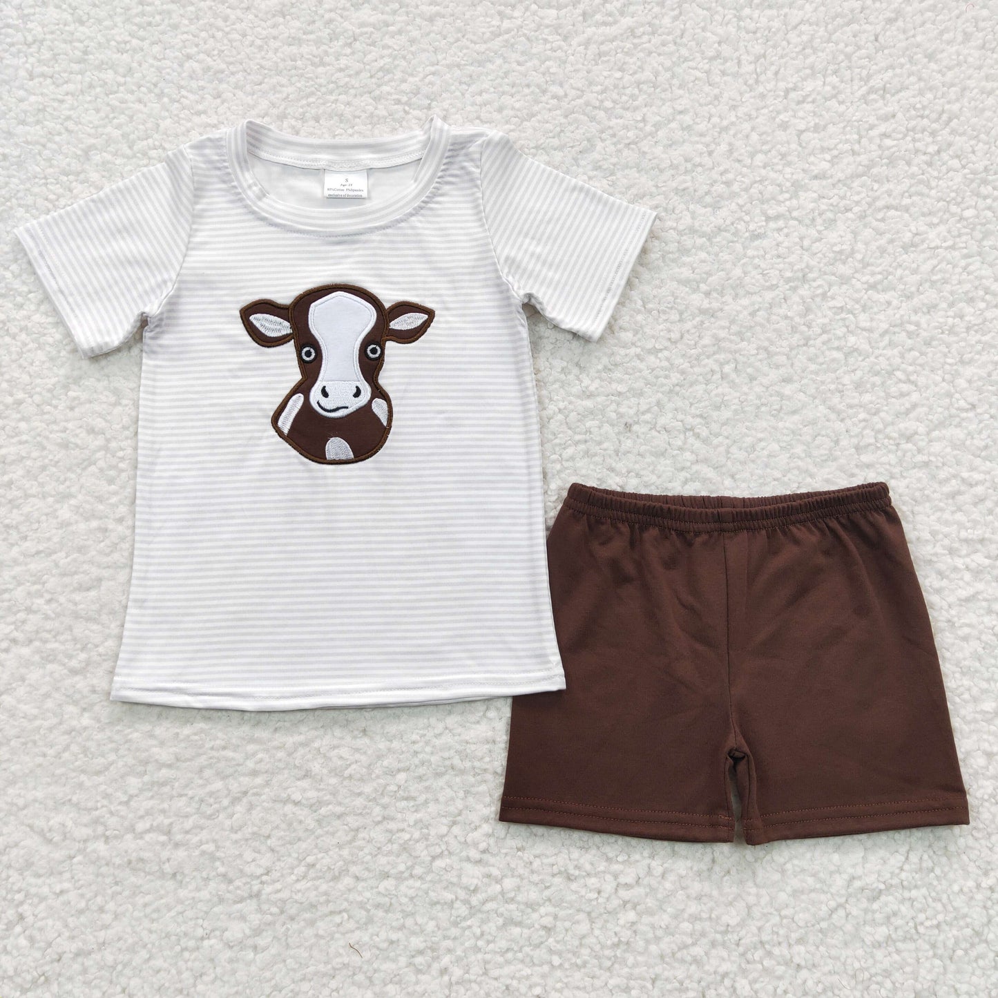 Embroidery farm cow wholesale kids clothes