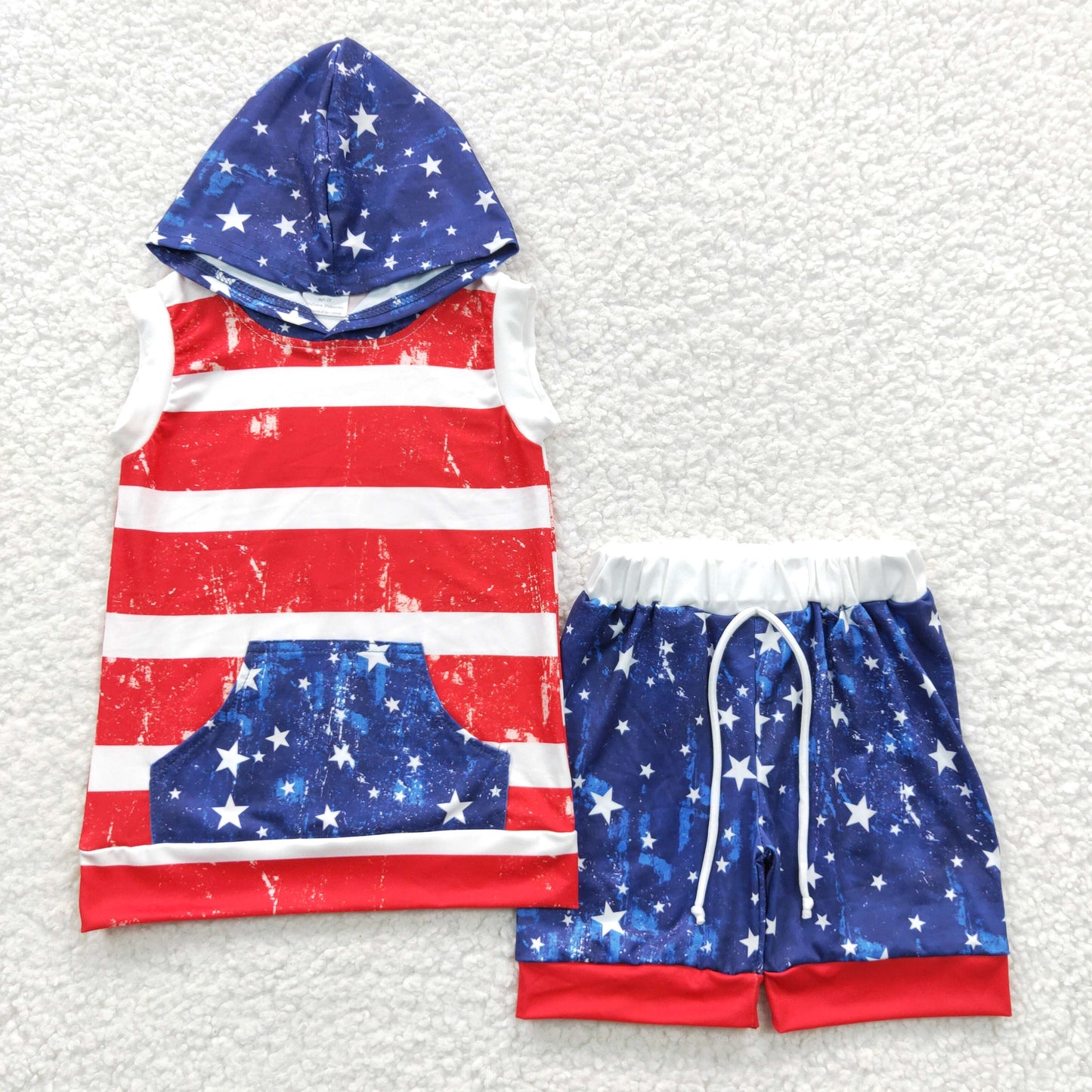 baby boy star print July 4th summer short set