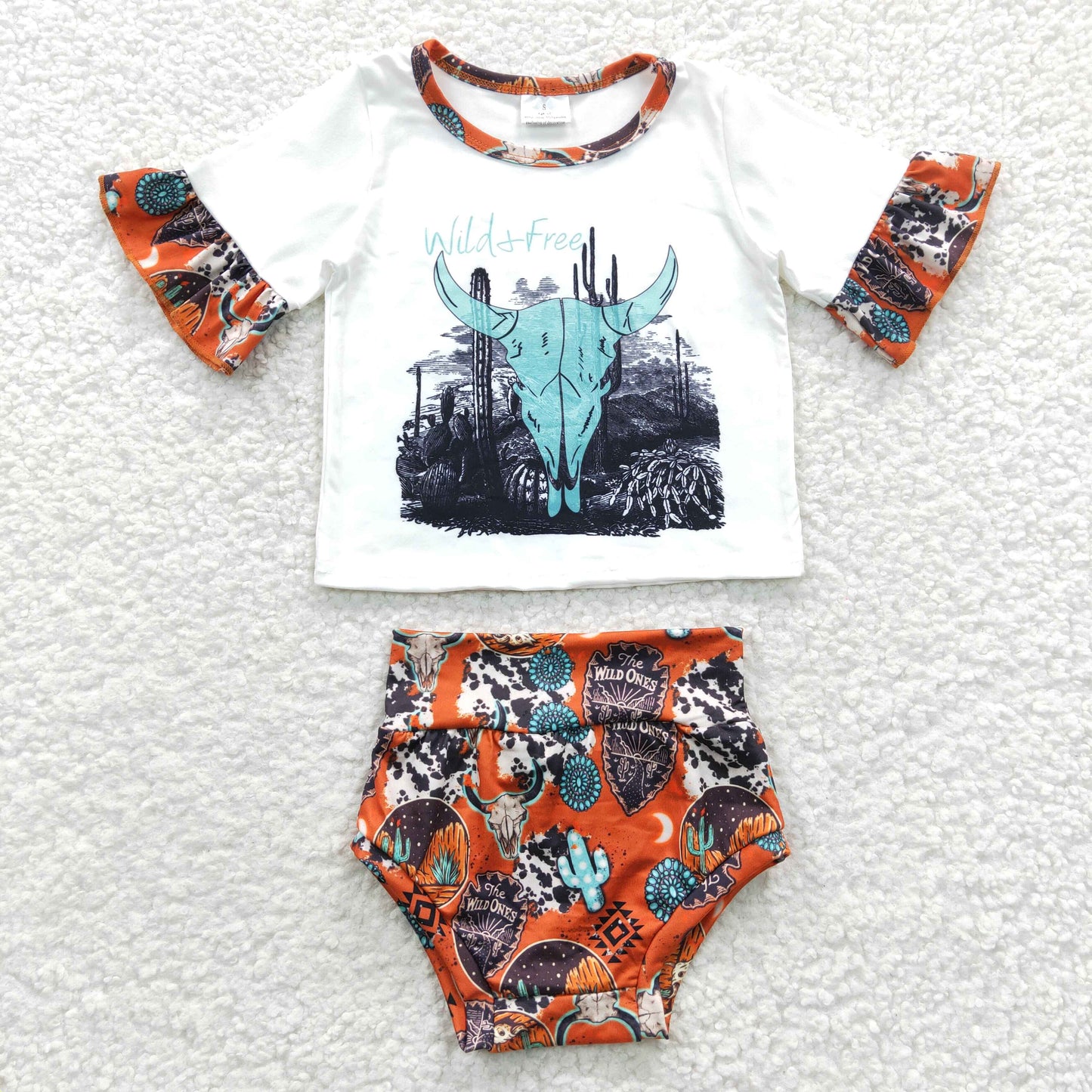 western cow summer bummies set