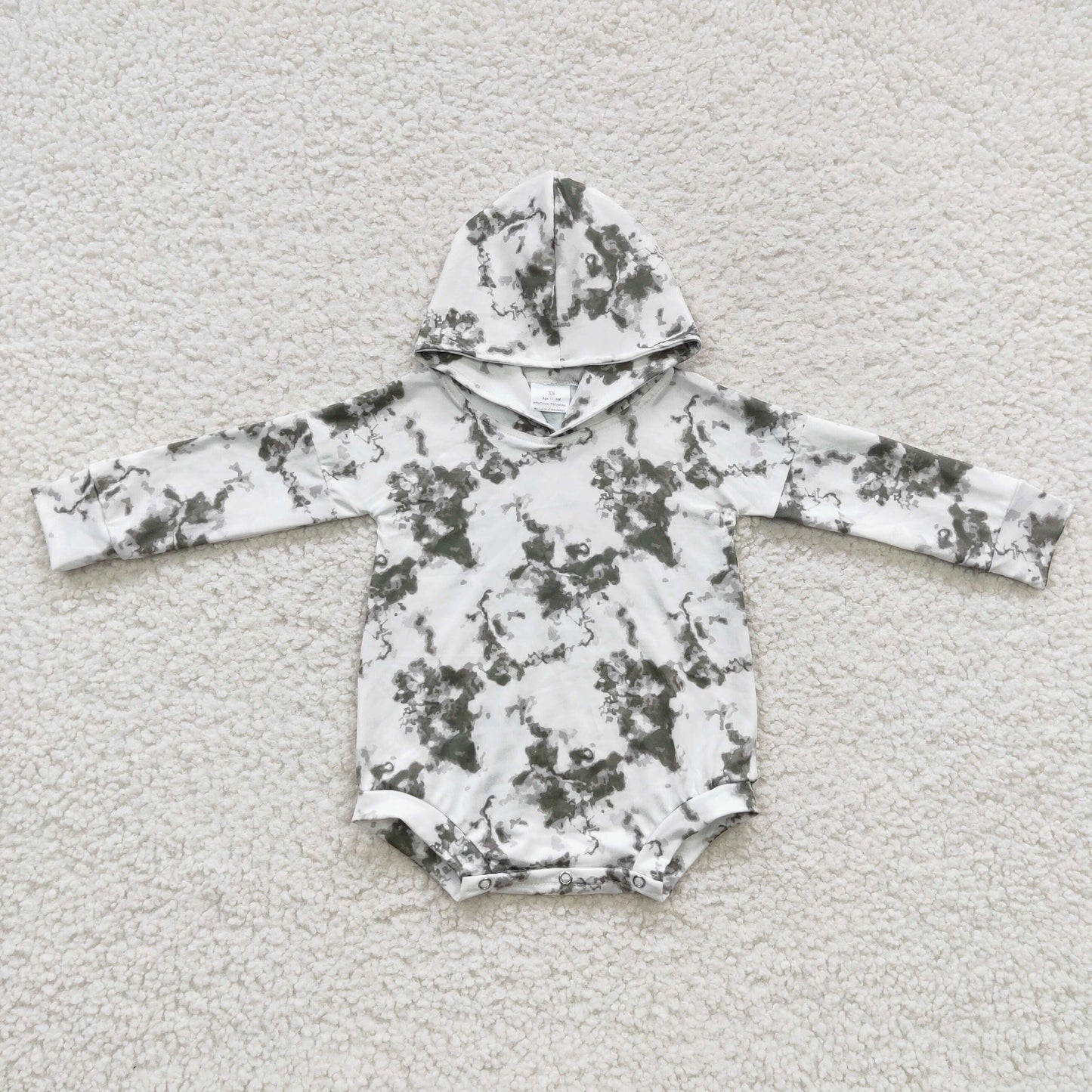 toddles long sleeve flower print hoodie romper