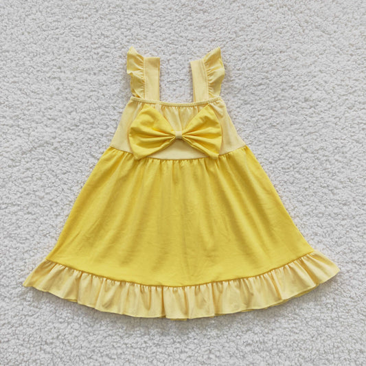 wholesale boutique yellow bowknot dress