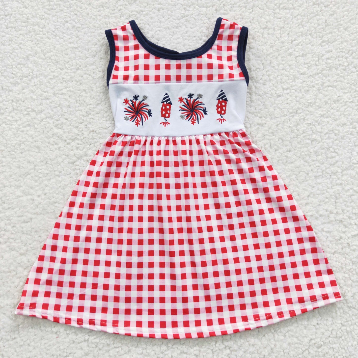 embroidery firework flag American girls dress