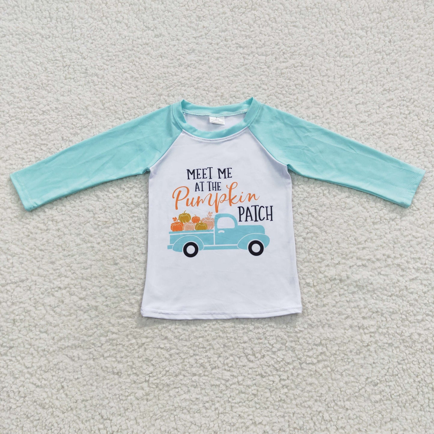 baby boy long sleeve pumpkin raglan top