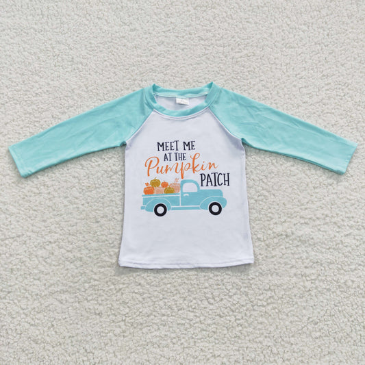 baby boy long sleeve pumpkin raglan top